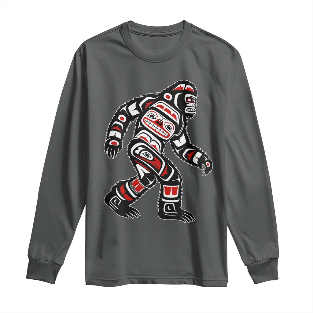 Bigfoot Native American Northwest Coast Art Long Sleeve Shirt TS11 Dark Heather Print Your Wear