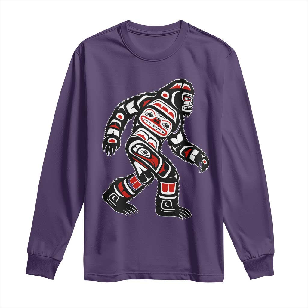 Bigfoot Native American Northwest Coast Art Long Sleeve Shirt TS11 Purple Print Your Wear