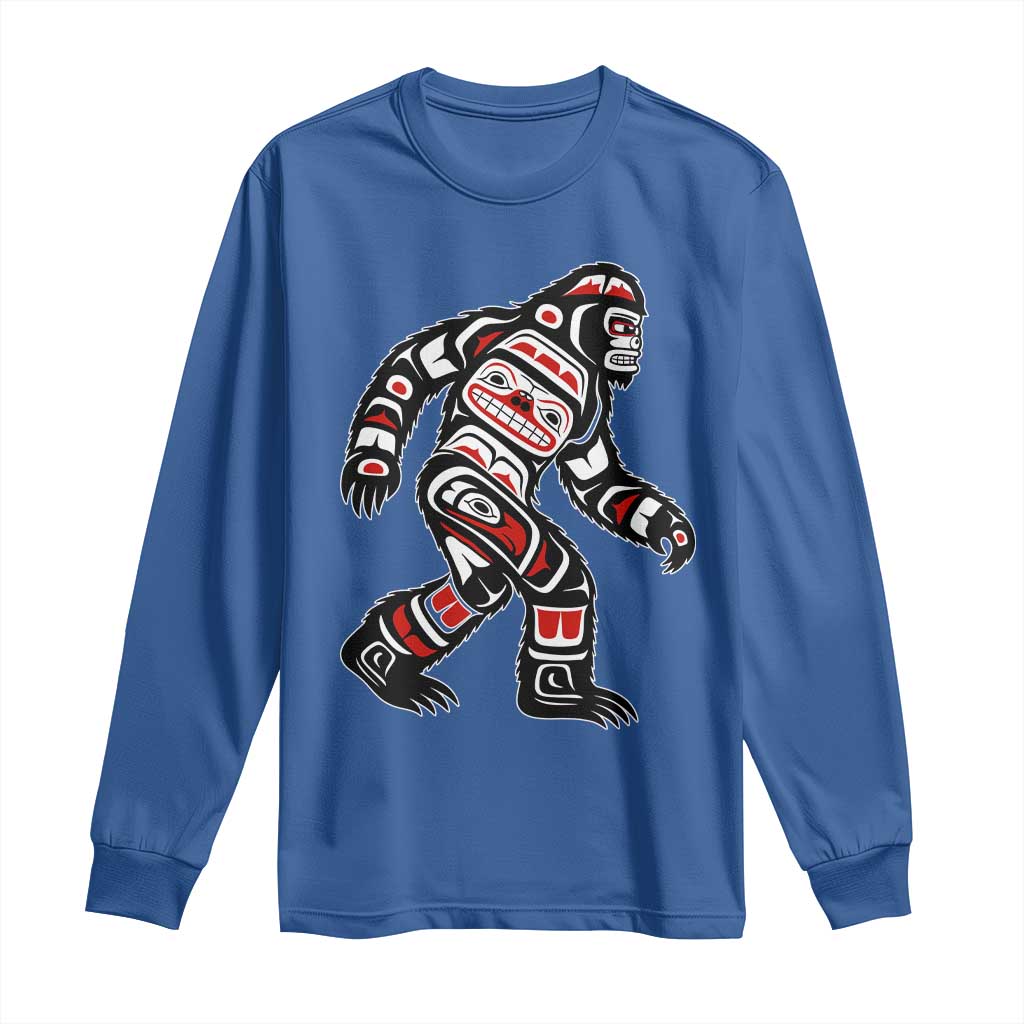 Bigfoot Native American Northwest Coast Art Long Sleeve Shirt TS11 Royal Blue Print Your Wear