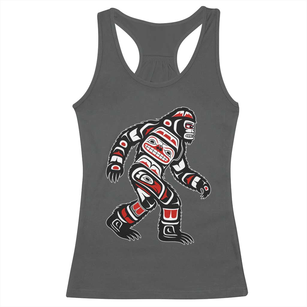 Bigfoot Native American Northwest Coast Art Racerback Tank Top TS11 Dark Heather Print Your Wear