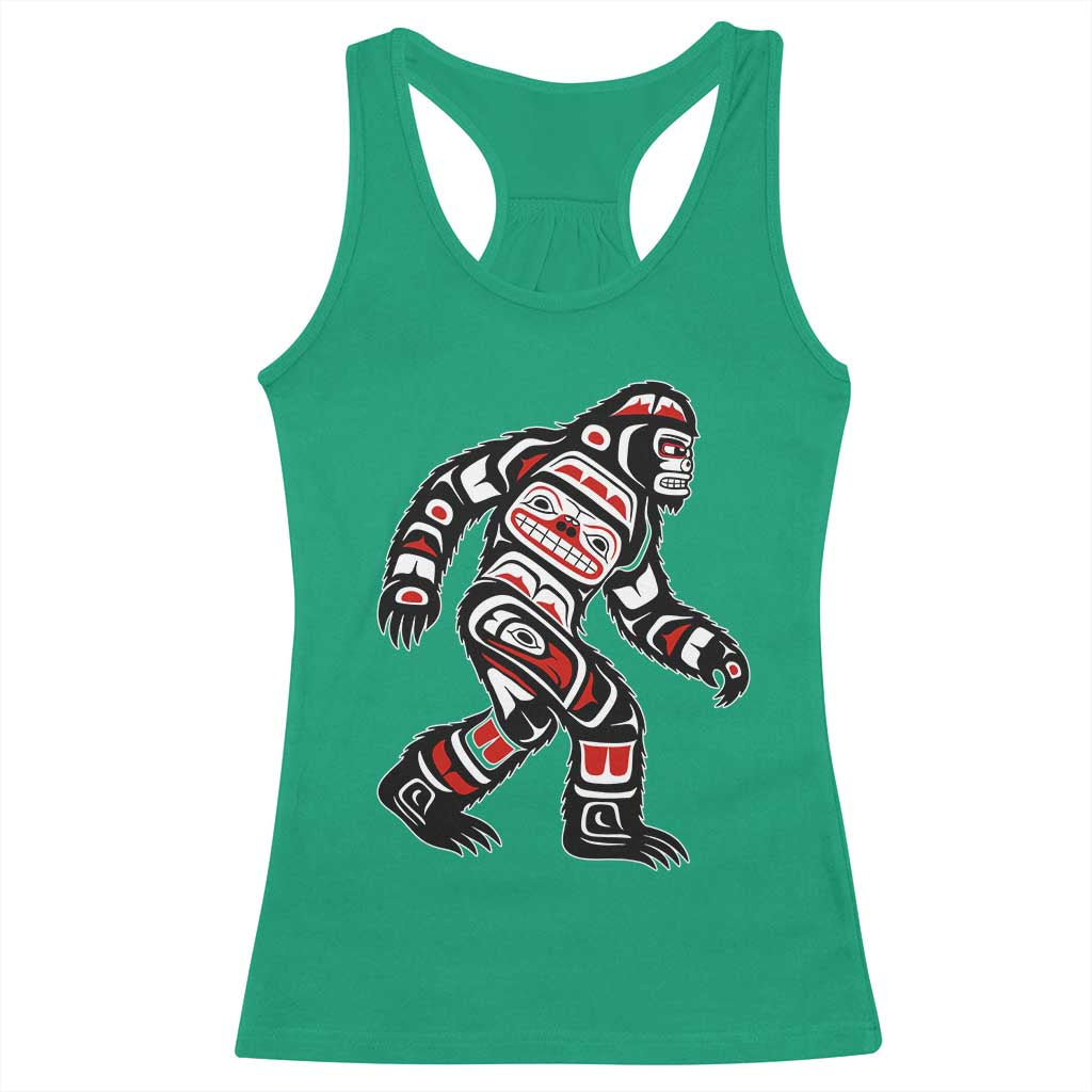 Bigfoot Native American Northwest Coast Art Racerback Tank Top TS11 Irish Green Print Your Wear