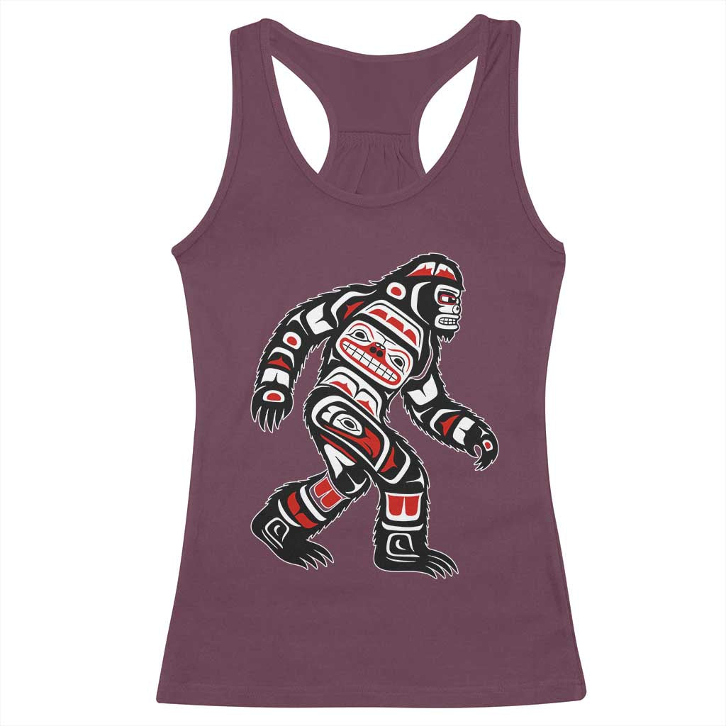 Bigfoot Native American Northwest Coast Art Racerback Tank Top TS11 Maroon Print Your Wear