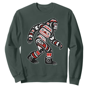 Bigfoot Native American Northwest Coast Art Sweatshirt TS11 Dark Forest Green Print Your Wear