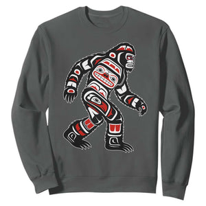 Bigfoot Native American Northwest Coast Art Sweatshirt TS11 Dark Heather Print Your Wear