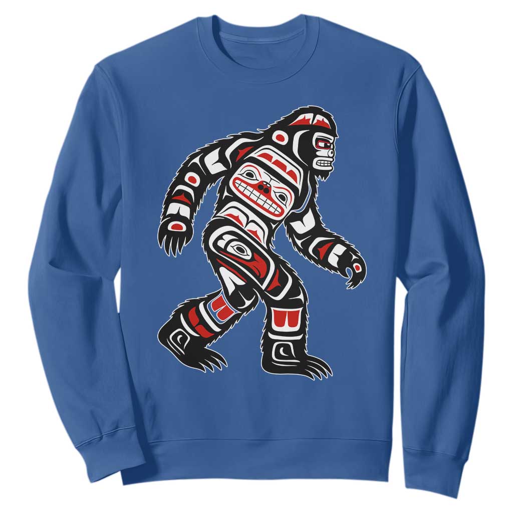 Bigfoot Native American Northwest Coast Art Sweatshirt TS11 Royal Blue Print Your Wear