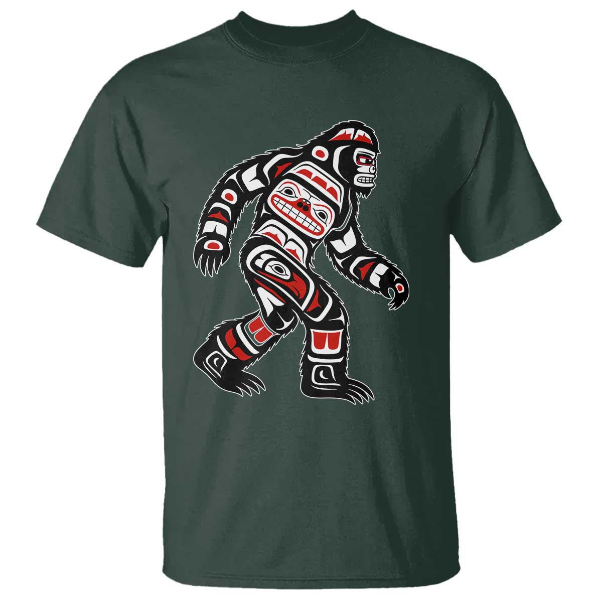 Bigfoot Native American Northwest Coast Art T Shirt TS11 Dark Forest Green Print Your Wear
