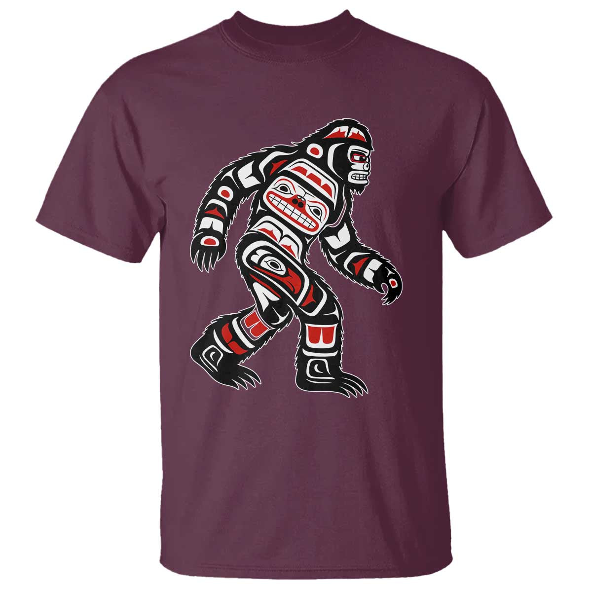 Bigfoot Native American Northwest Coast Art T Shirt TS11 Maroon Print Your Wear