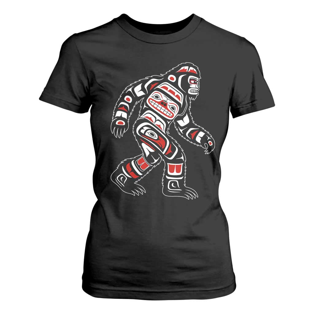 Bigfoot Native American Northwest Coast Art T Shirt For Women TS11 Black Print Your Wear