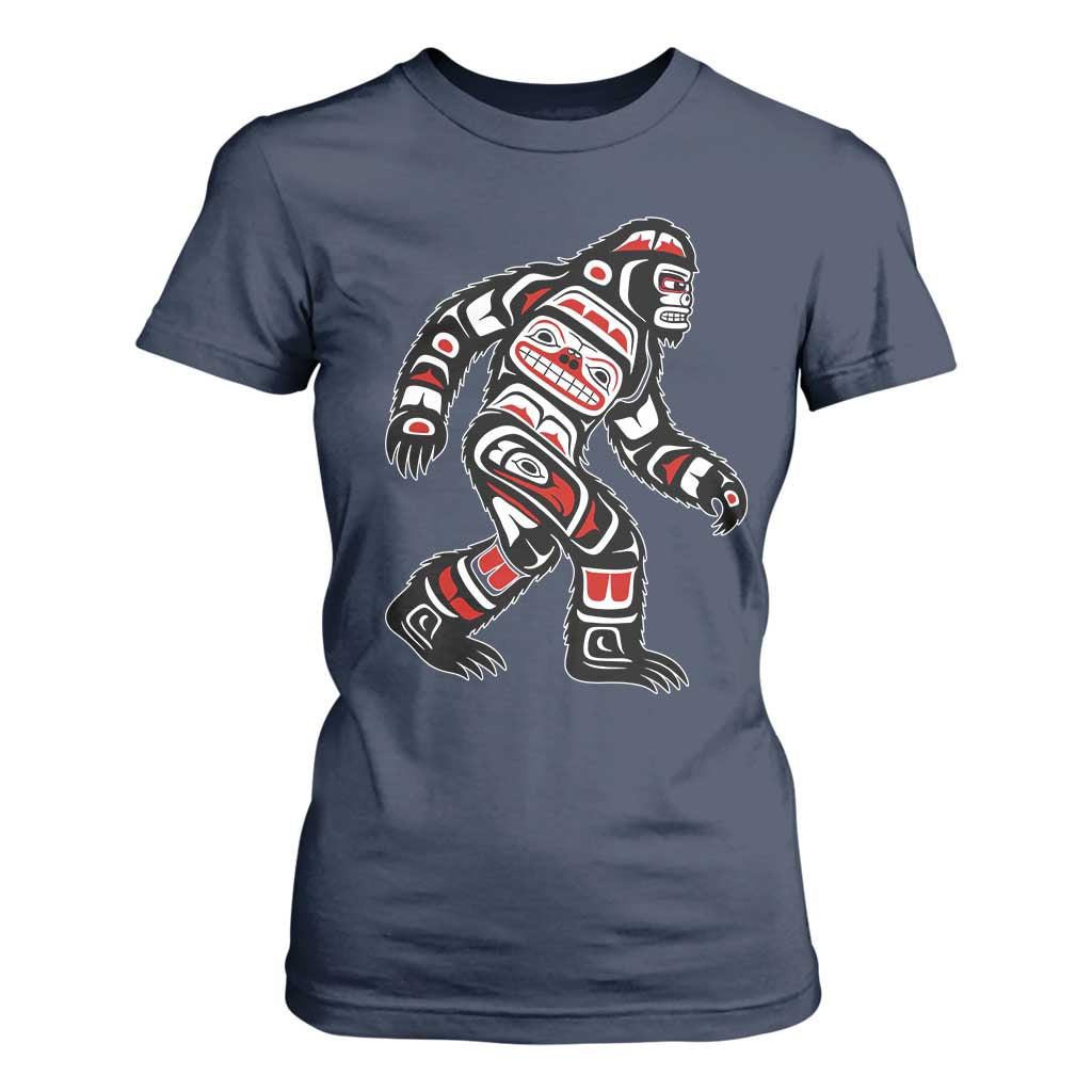 Bigfoot Native American Northwest Coast Art T Shirt For Women TS11 Navy Print Your Wear
