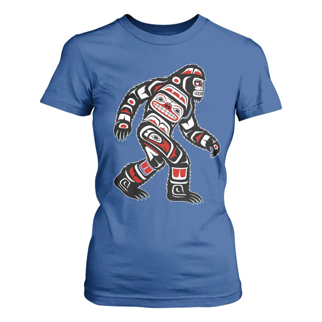 Bigfoot Native American Northwest Coast Art T Shirt For Women TS11 Royal Blue Print Your Wear