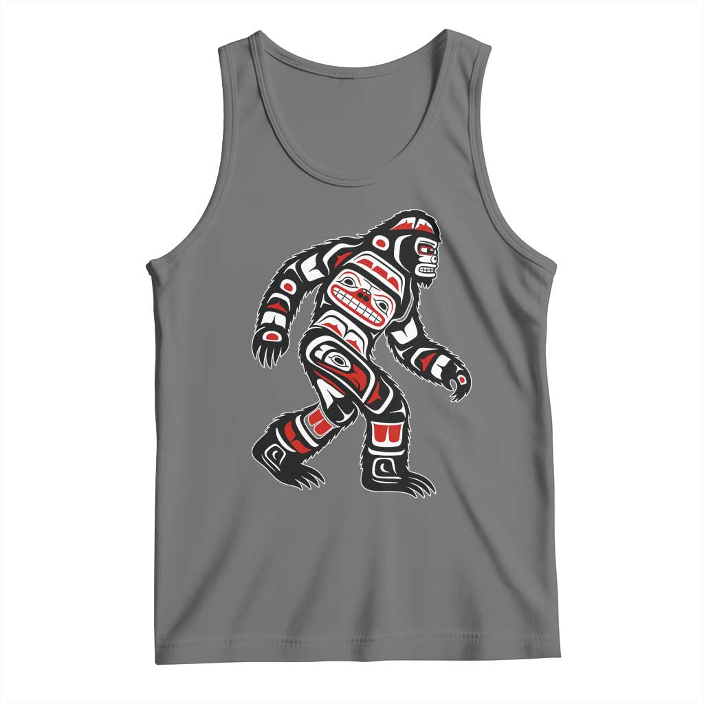 Bigfoot Native American Northwest Coast Art Tank Top TS11 Black Heather Print Your Wear