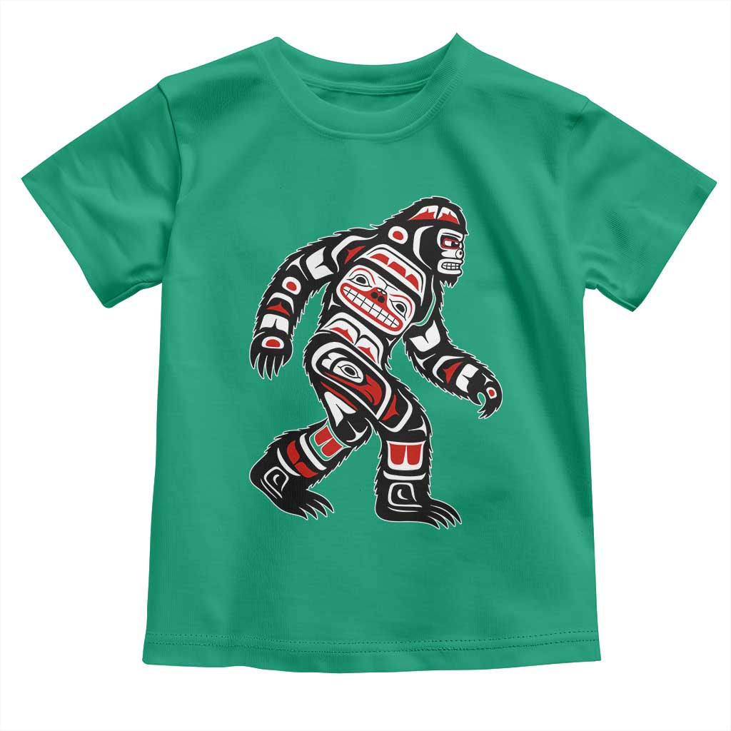 Bigfoot Native American Northwest Coast Art Toddler T Shirt TS11 Irish Green Print Your Wear