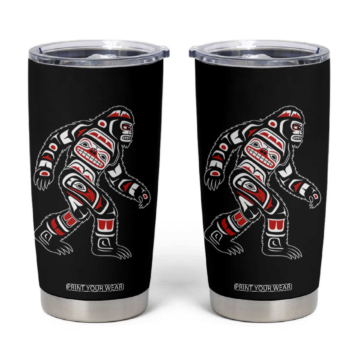 Bigfoot Native American Northwest Coast Art Tumbler Cup TS11 Black Print Your Wear