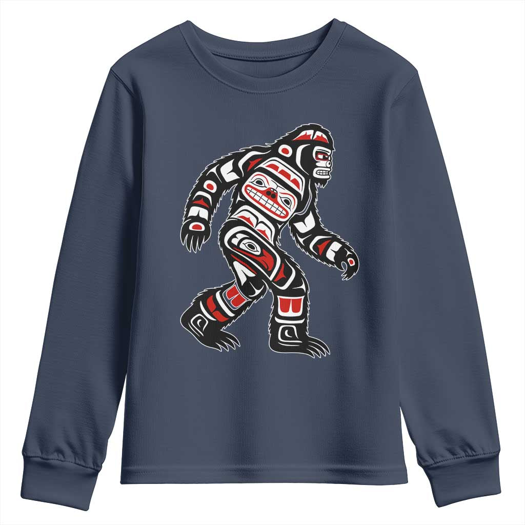 Bigfoot Native American Northwest Coast Art Youth Sweatshirt TS11 Navy Print Your Wear