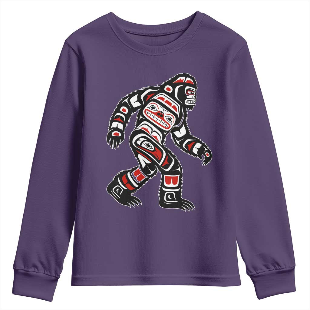 Bigfoot Native American Northwest Coast Art Youth Sweatshirt TS11 Purple Print Your Wear