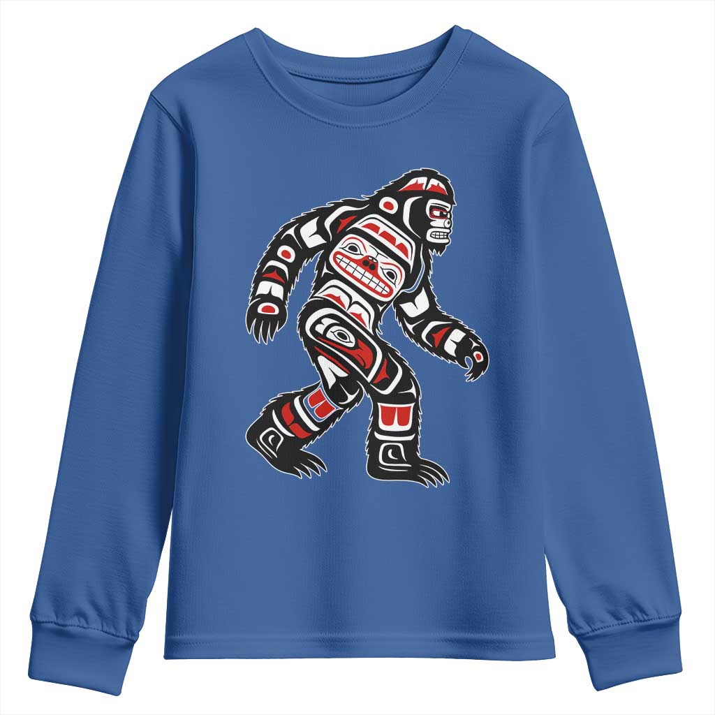 Bigfoot Native American Northwest Coast Art Youth Sweatshirt TS11 Royal Blue Print Your Wear