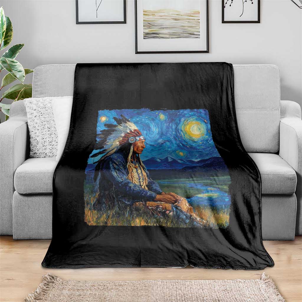 Native American Indian Van Goghs Starry Night Throw Blanket TS11 Print Your Wear