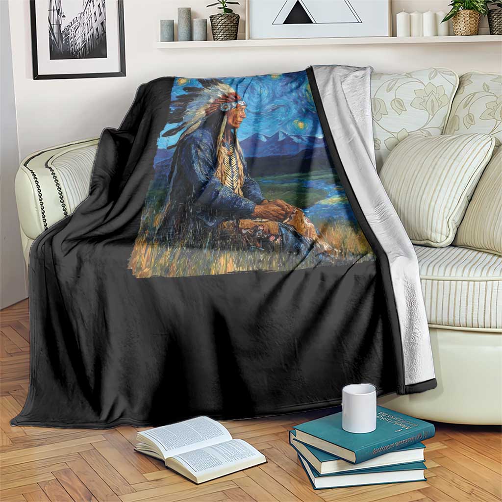 Native American Indian Van Goghs Starry Night Throw Blanket TS11 Print Your Wear