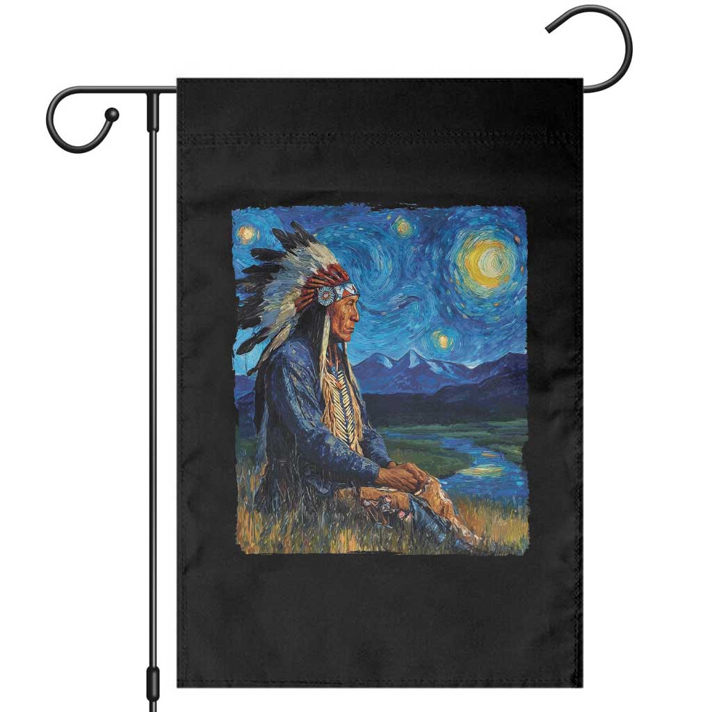 Native American Indian Van Goghs Starry Night Garden Flag TS11 Black Print Your Wear