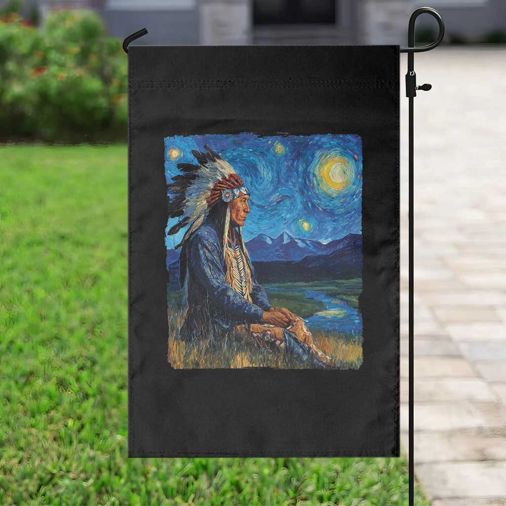 Native American Indian Van Goghs Starry Night Garden Flag TS11 Print Your Wear
