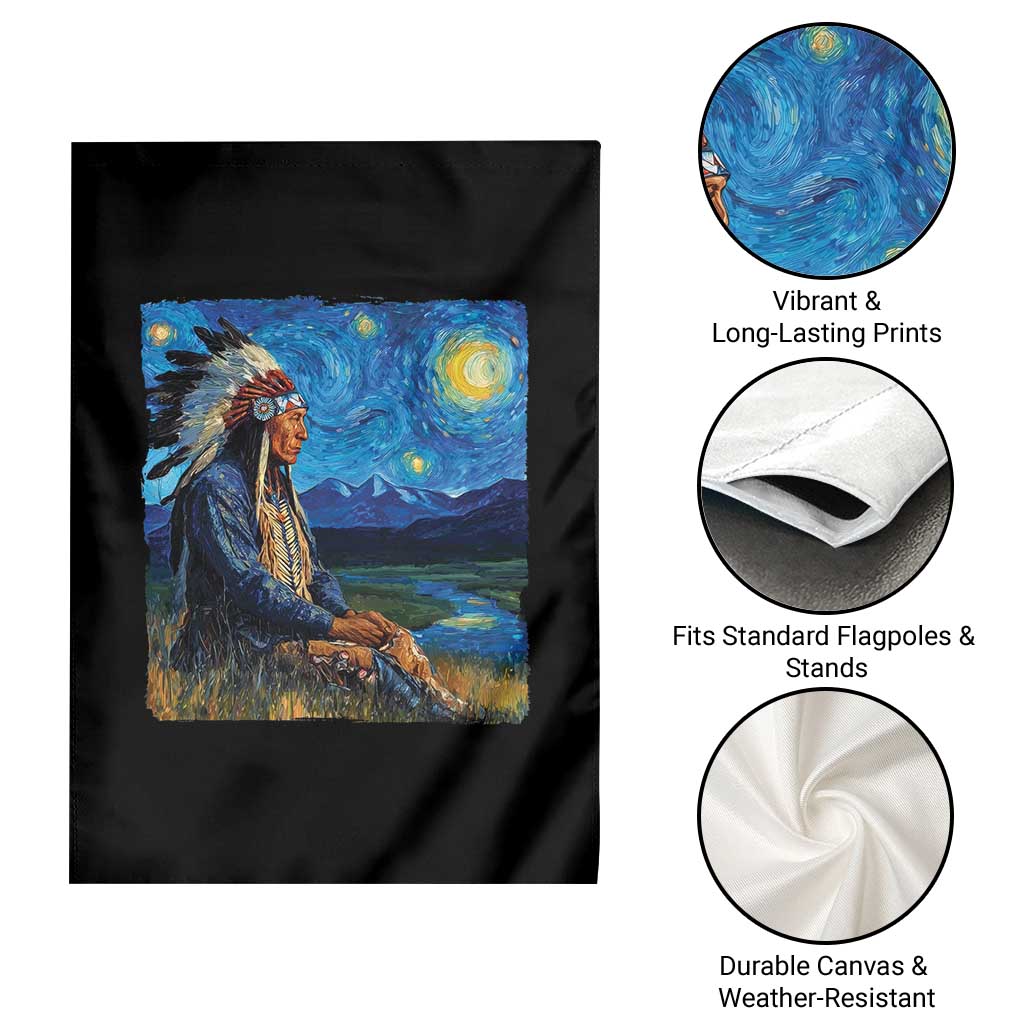Native American Indian Van Goghs Starry Night Garden Flag TS11 Print Your Wear
