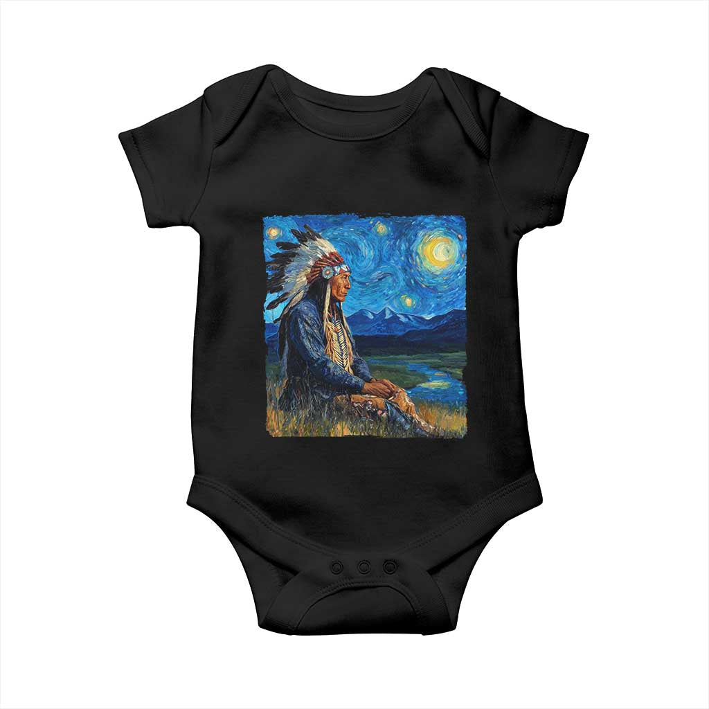 Native American Indian Van Goghs Starry Night Baby Onesie TS11 Black Print Your Wear