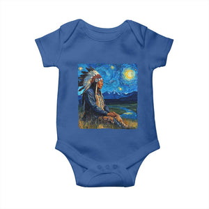 Native American Indian Van Goghs Starry Night Baby Onesie TS11 Royal Blue Print Your Wear