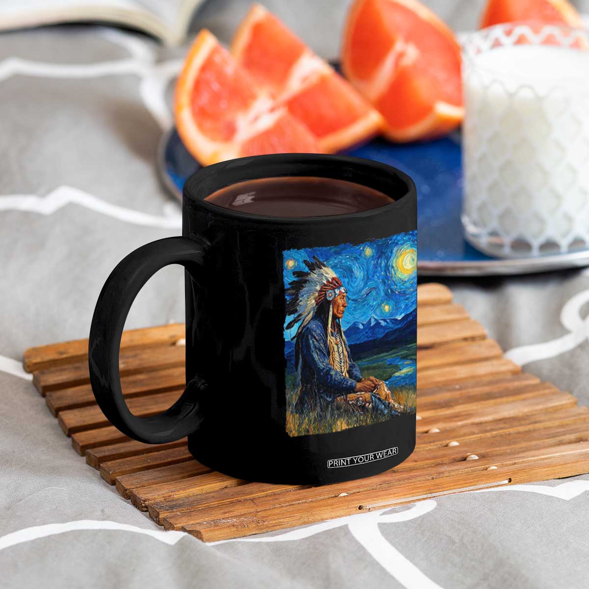 Native American Indian Van Goghs Starry Night Coffee Mug TS11 Print Your Wear