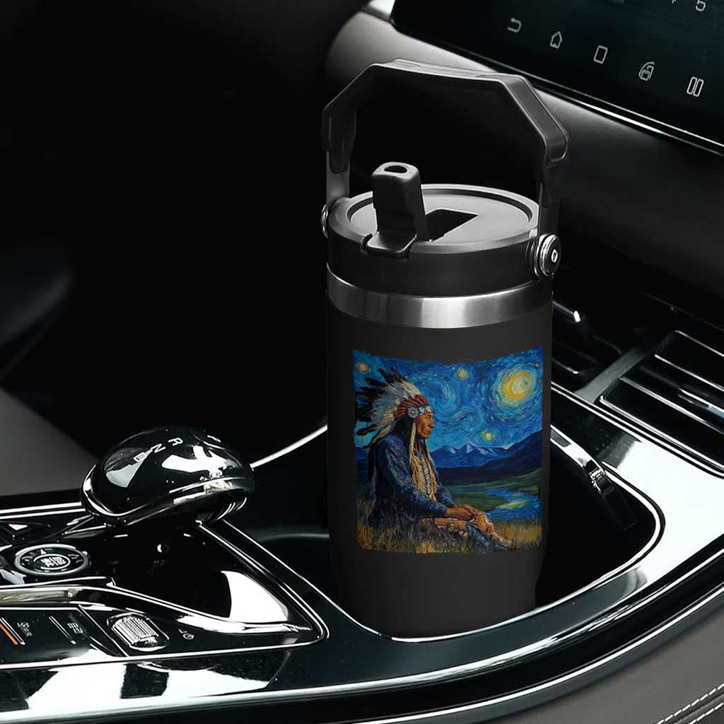Native American Indian Van Goghs Starry Night Flip Straw Tumbler TS11 Print Your Wear