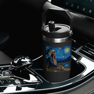 Native American Indian Van Goghs Starry Night Flip Straw Tumbler TS11 Print Your Wear