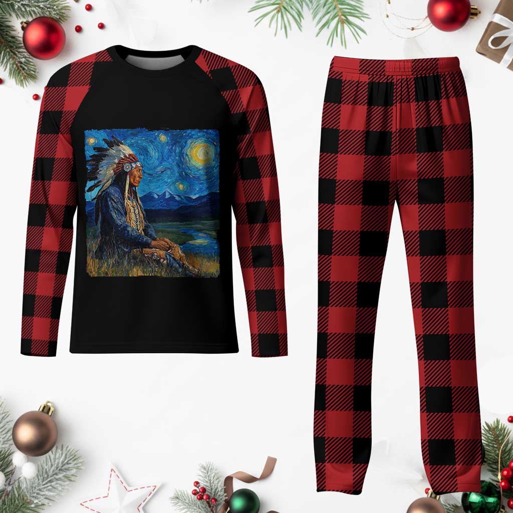 Native American Indian Van Goghs Starry Night Plaid Pajama Set TS11 Buffalo Plaid Print Your Wear