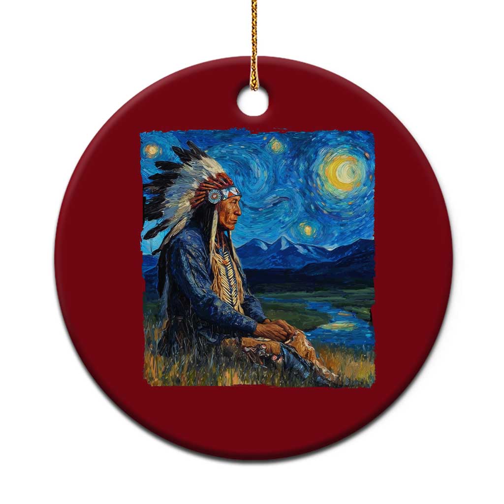 Native American Indian Van Goghs Starry Night Ceramic Ornament TS11 1pc Red Print Your Wear