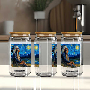 Native American Indian Van Goghs Starry Night Glass Can TS11 Print Your Wear