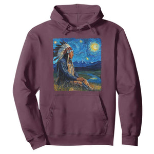 Native American Indian Van Goghs Starry Night Hoodie TS11 Maroon Print Your Wear