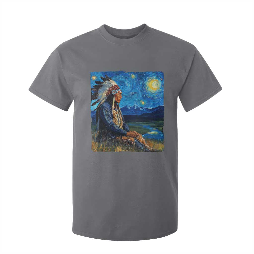 Native American Indian Van Goghs Starry Night T Shirt For Kid TS11 Charcoal Print Your Wear