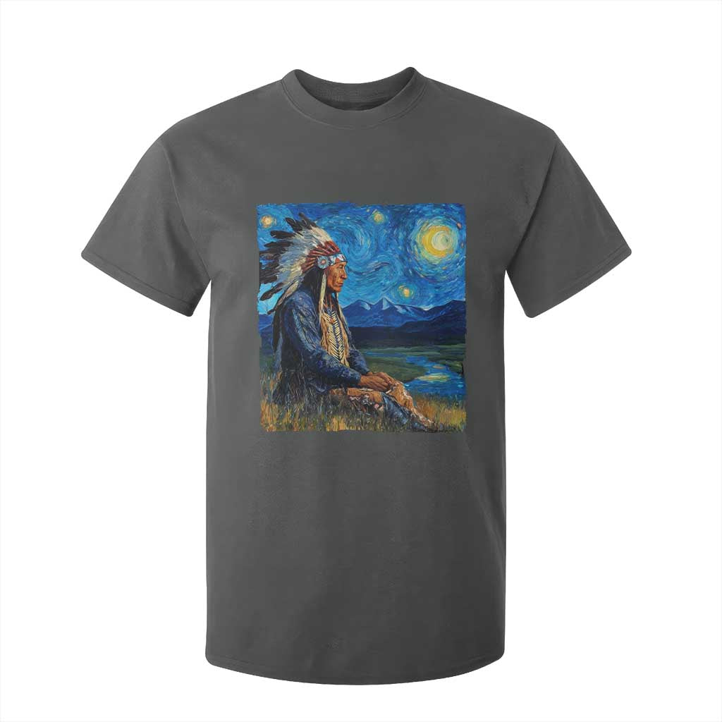 Native American Indian Van Goghs Starry Night T Shirt For Kid TS11 Dark Heather Print Your Wear