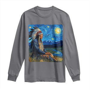Native American Indian Van Goghs Starry Night Long Sleeve Shirt TS11 Charcoal Print Your Wear