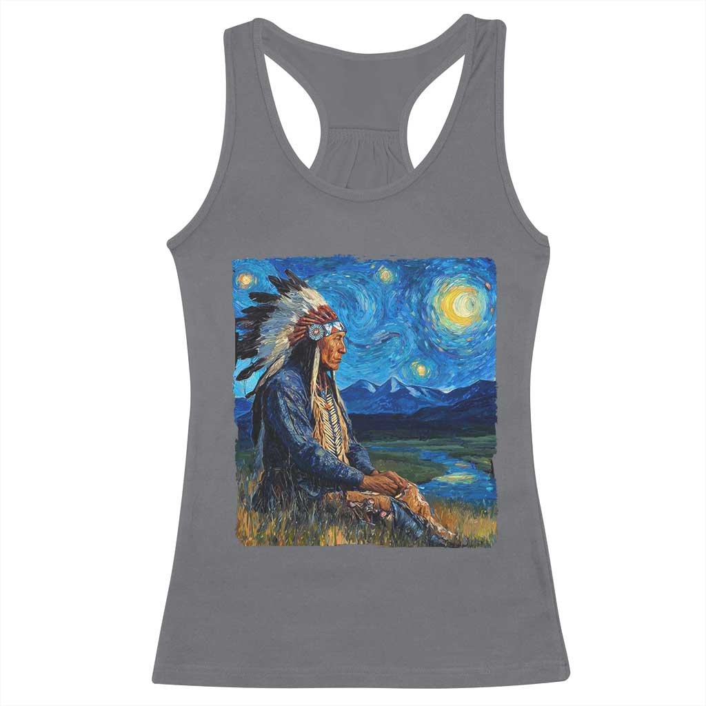 Native American Indian Van Goghs Starry Night Racerback Tank Top TS11 Charcoal Print Your Wear
