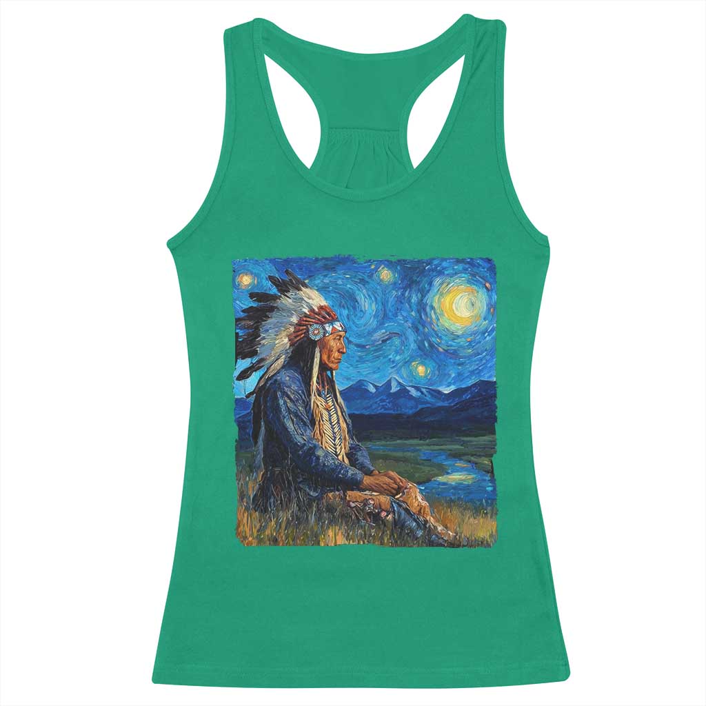 Native American Indian Van Goghs Starry Night Racerback Tank Top TS11 Irish Green Print Your Wear