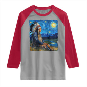 Native American Indian Van Goghs Starry Night Raglan Shirt TS11 Sport Gray Red Print Your Wear