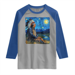 Native American Indian Van Goghs Starry Night Raglan Shirt TS11 Sport Gray Royal Print Your Wear