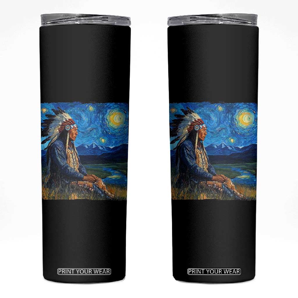 Native American Indian Van Goghs Starry Night Skinny Tumbler TS11 Black Print Your Wear