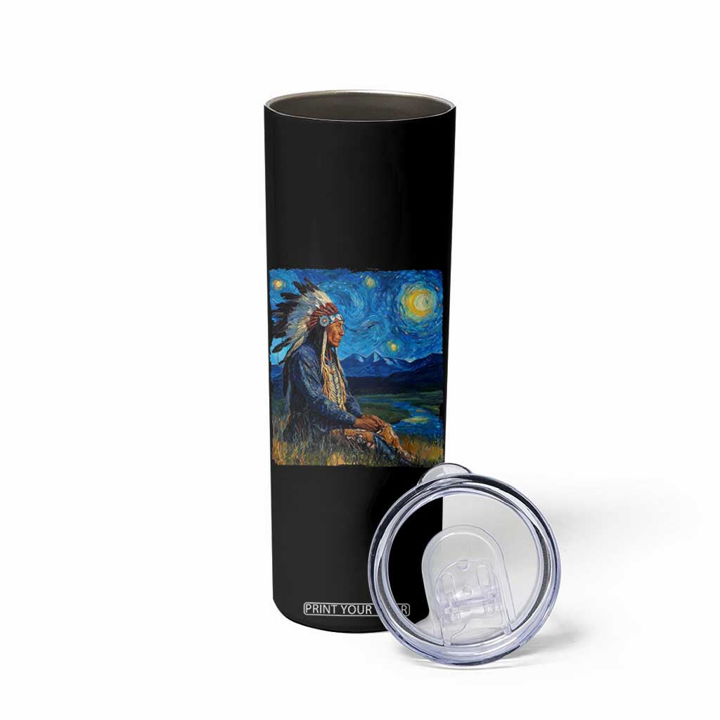 Native American Indian Van Goghs Starry Night Skinny Tumbler TS11 Print Your Wear
