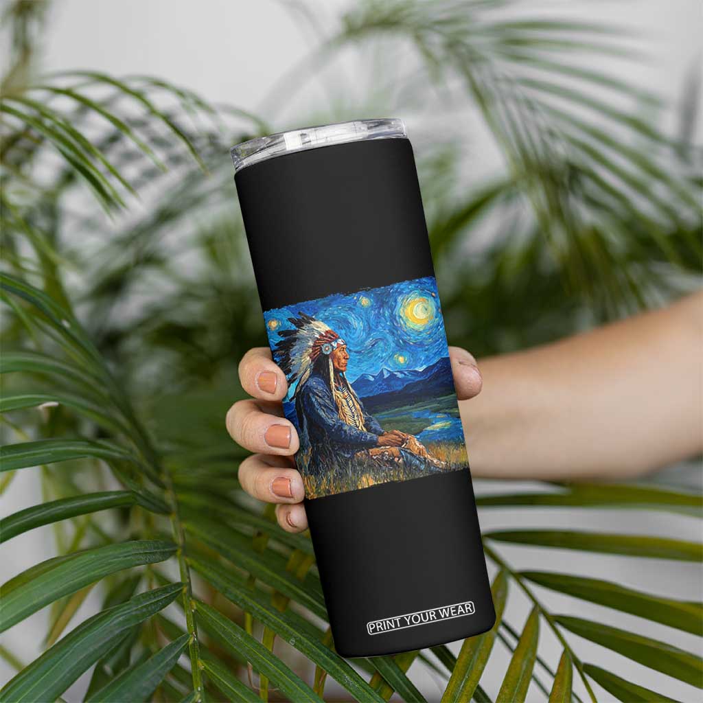Native American Indian Van Goghs Starry Night Skinny Tumbler TS11 Print Your Wear