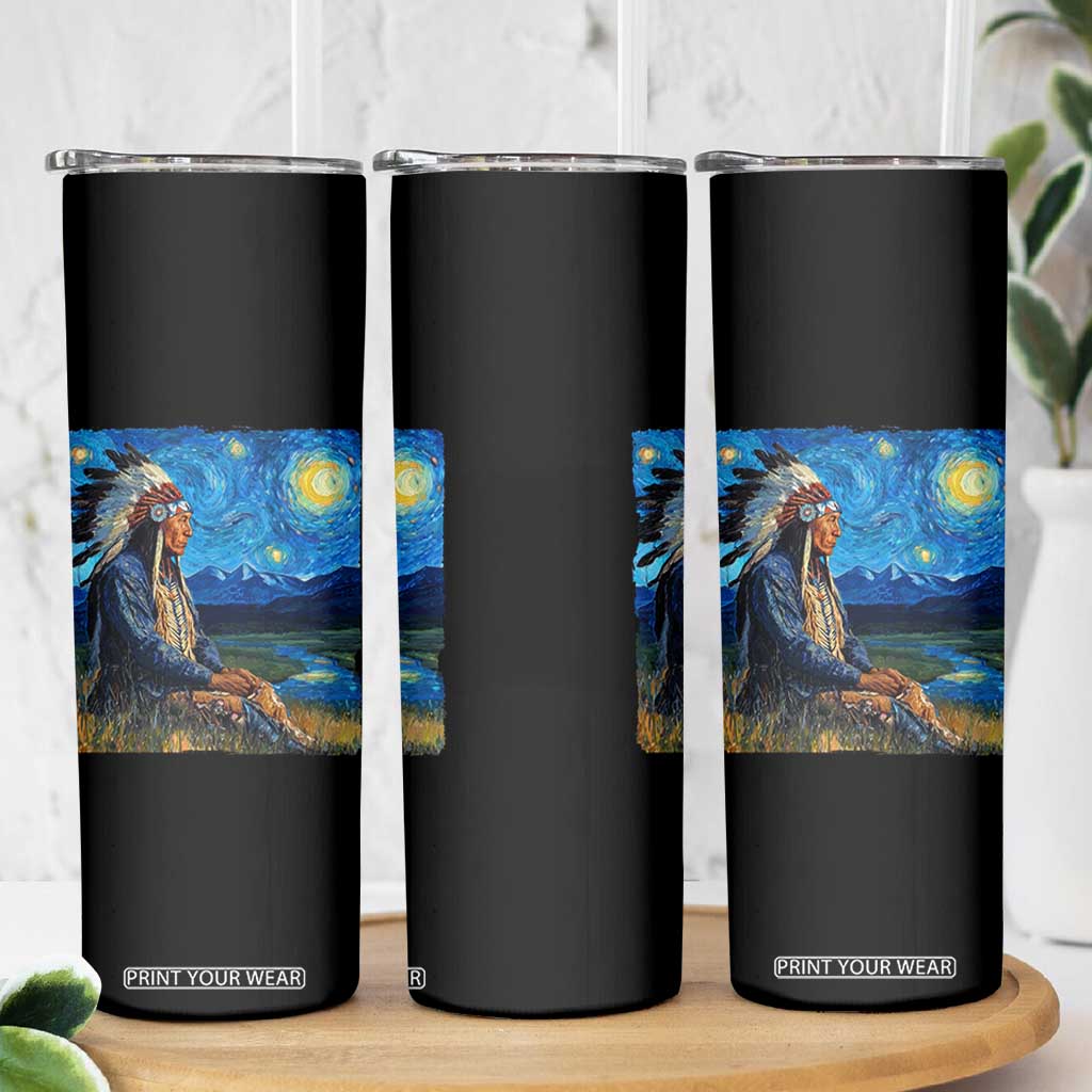 Native American Indian Van Goghs Starry Night Skinny Tumbler TS11 Print Your Wear