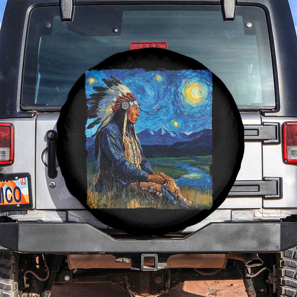 Native American Indian Van Goghs Starry Night Spare Tire Cover TS11 No hole Black Print Your Wear