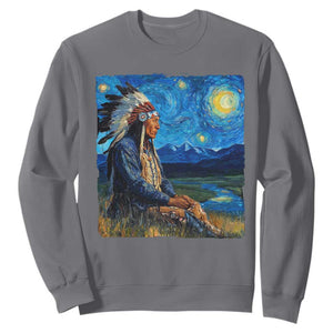 Native American Indian Van Goghs Starry Night Sweatshirt TS11 Charcoal Print Your Wear