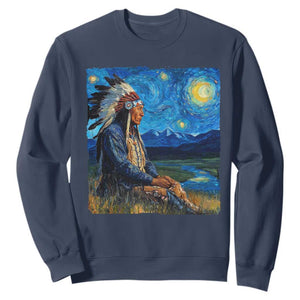 Native American Indian Van Goghs Starry Night Sweatshirt TS11 Navy Print Your Wear