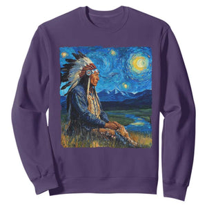Native American Indian Van Goghs Starry Night Sweatshirt TS11 Purple Print Your Wear