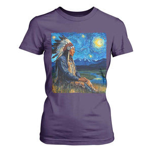Native American Indian Van Goghs Starry Night T Shirt For Women TS11 Purple Print Your Wear